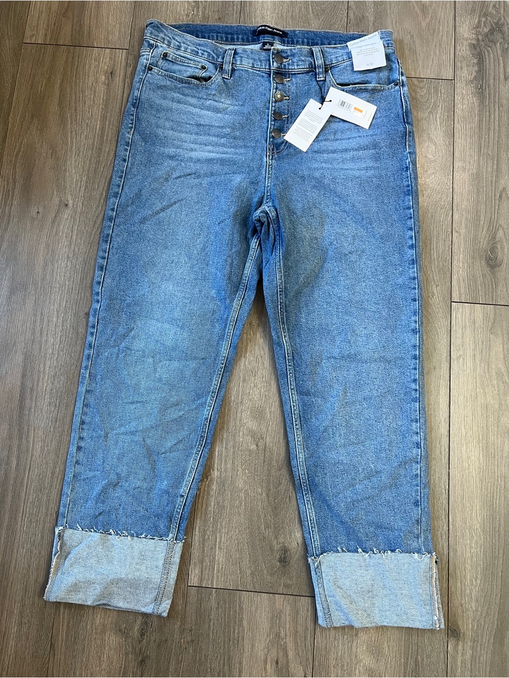 Calvin Klein Light Blue Boyfriend Jeans with Cuffed Hem